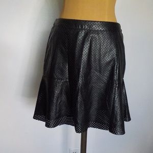 Black Perforated Faux Leather Short Skirt